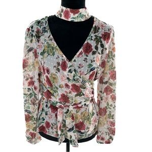 Sheike Australia Ivory Rose Floral Sheer Faux Wrap Top Size US 8 (AU 12)